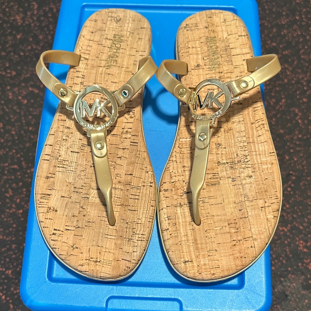 Michael Kors Gold Cork Sandals
